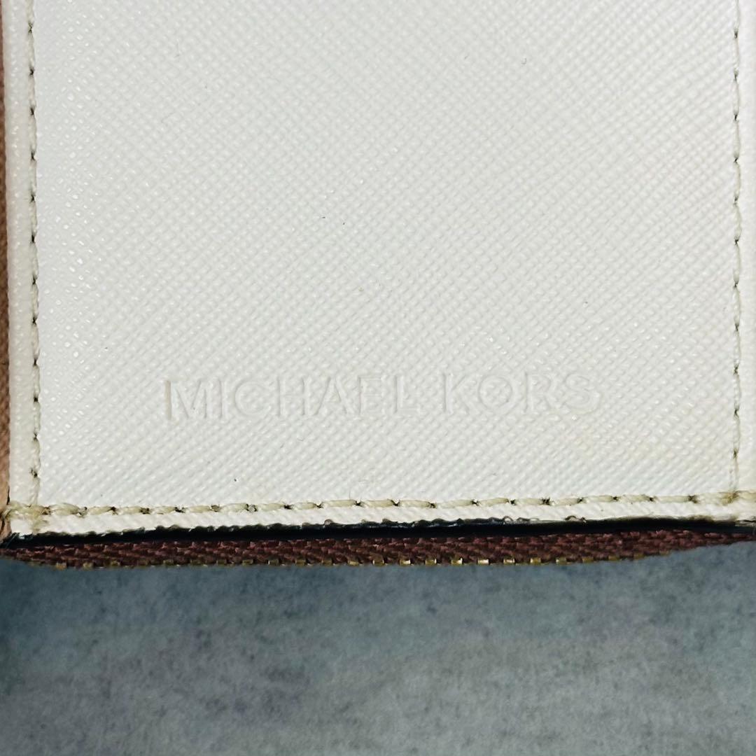 MICHAEL KORS JET SET TRAVEL 三つ折り財布 茶×白 12