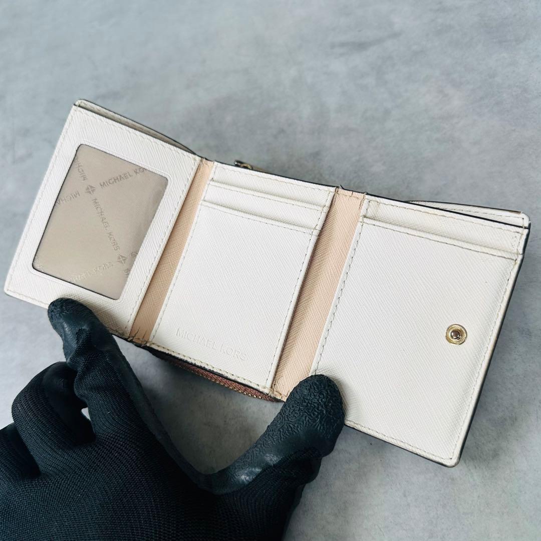 MICHAEL KORS JET SET TRAVEL 三つ折り財布 茶×白 7