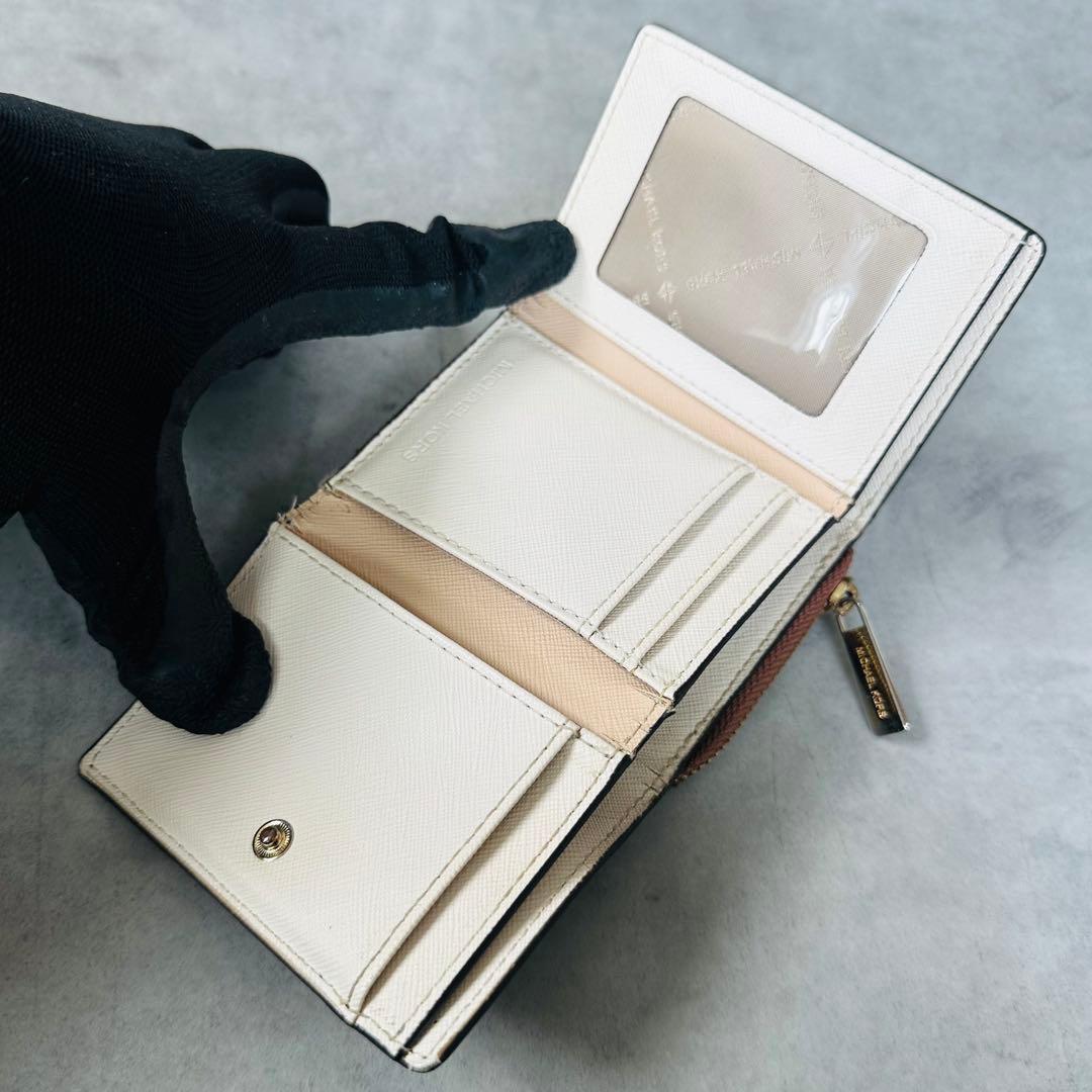 MICHAEL KORS JET SET TRAVEL 三つ折り財布 茶×白 8