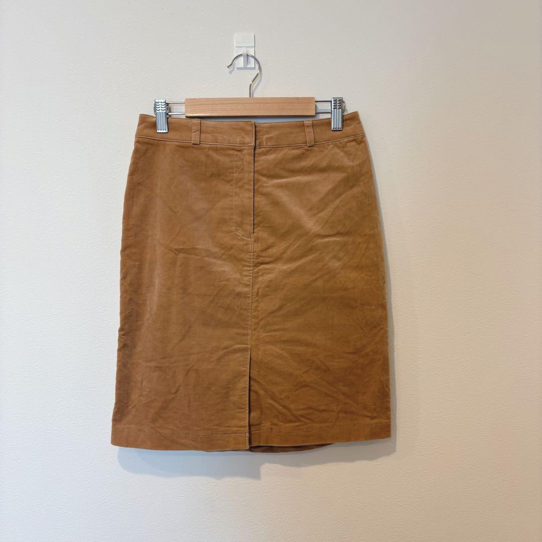 クードシャンス タイトスカート フェイクレザー ブラウン 茶色　38 膝丈