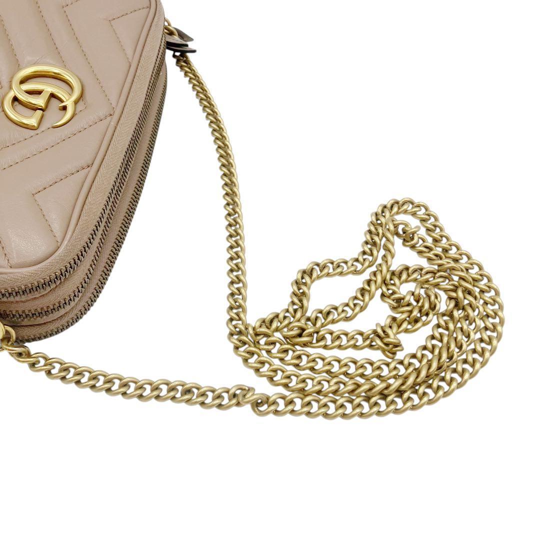 良品✨ グッチ GGマーモント キルティング チェーン ショルダーバッグ 10