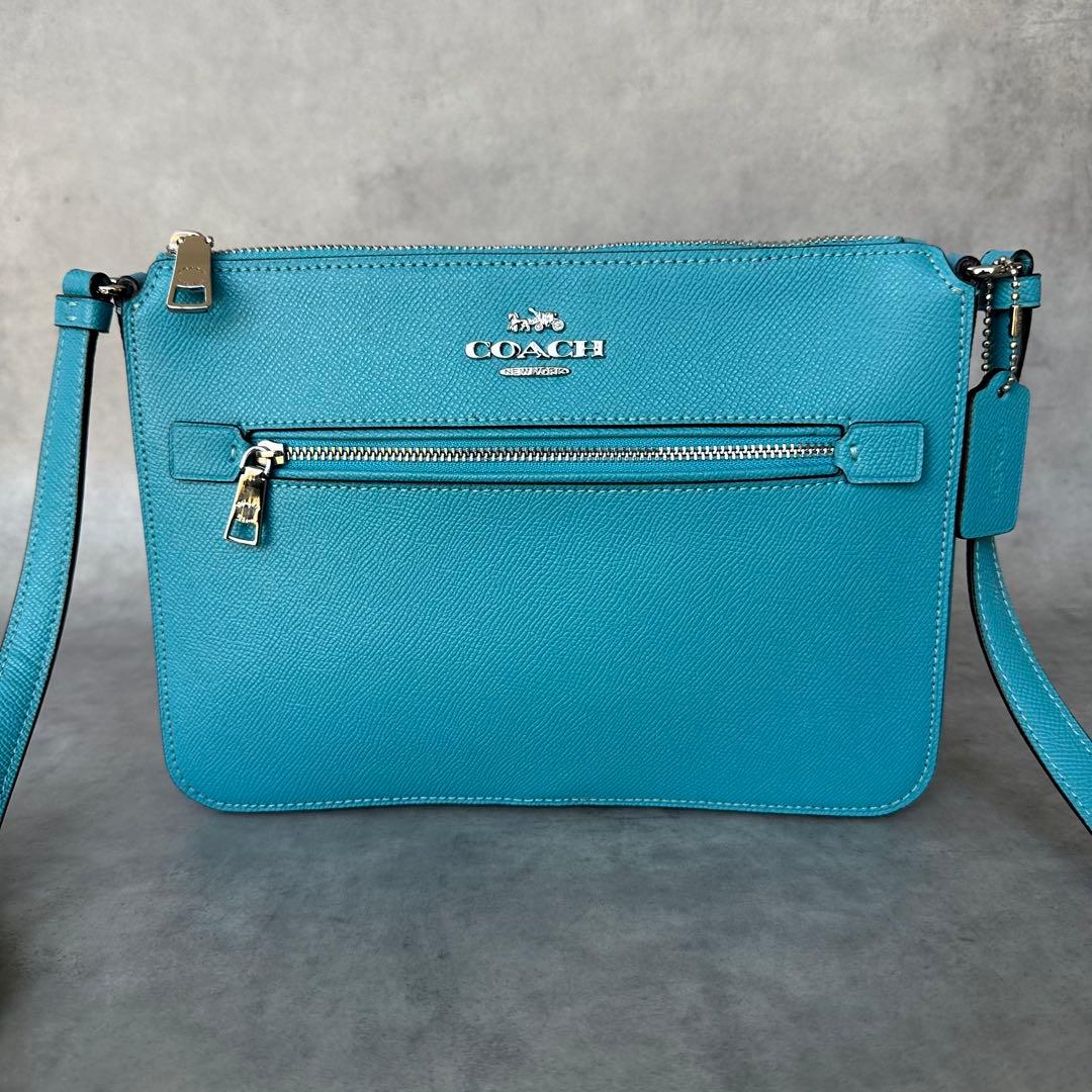 COACH Rowan File Shoulder Bag Aqua Blue 2