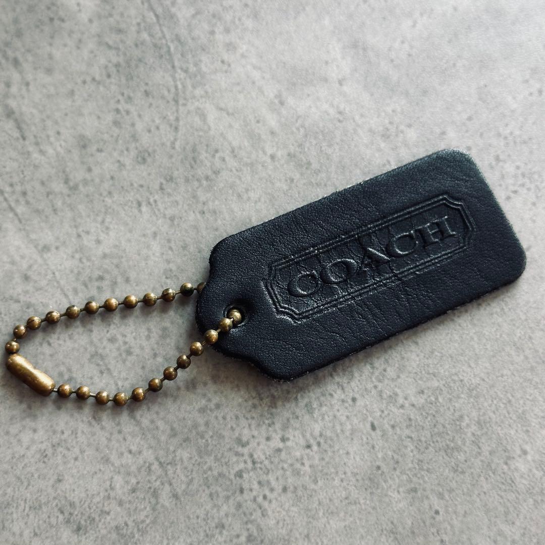 OLD COACH leather hangtag charm BLACK ②