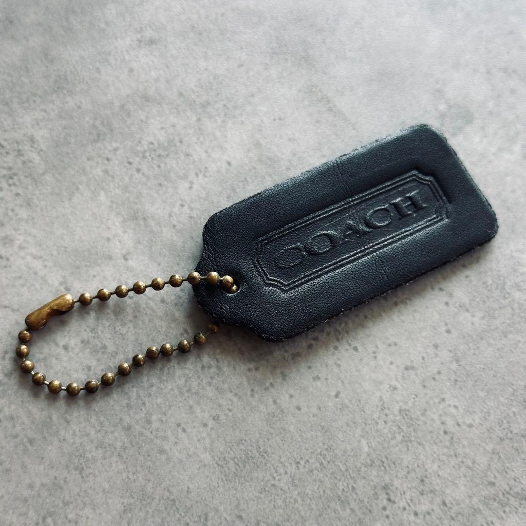 OLD COACH leather hangtag charm BLACK ② 2