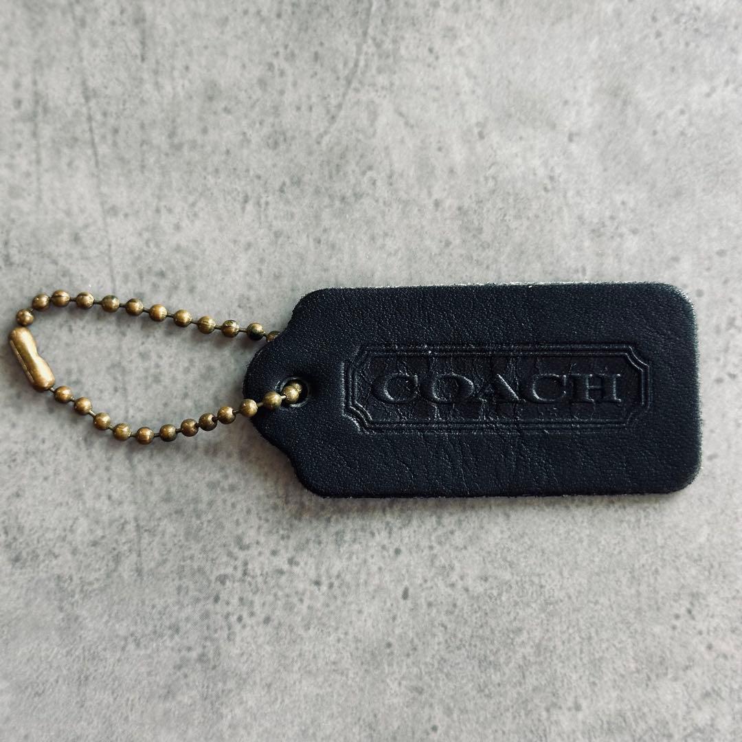 OLD COACH leather hangtag charm BLACK ② 3