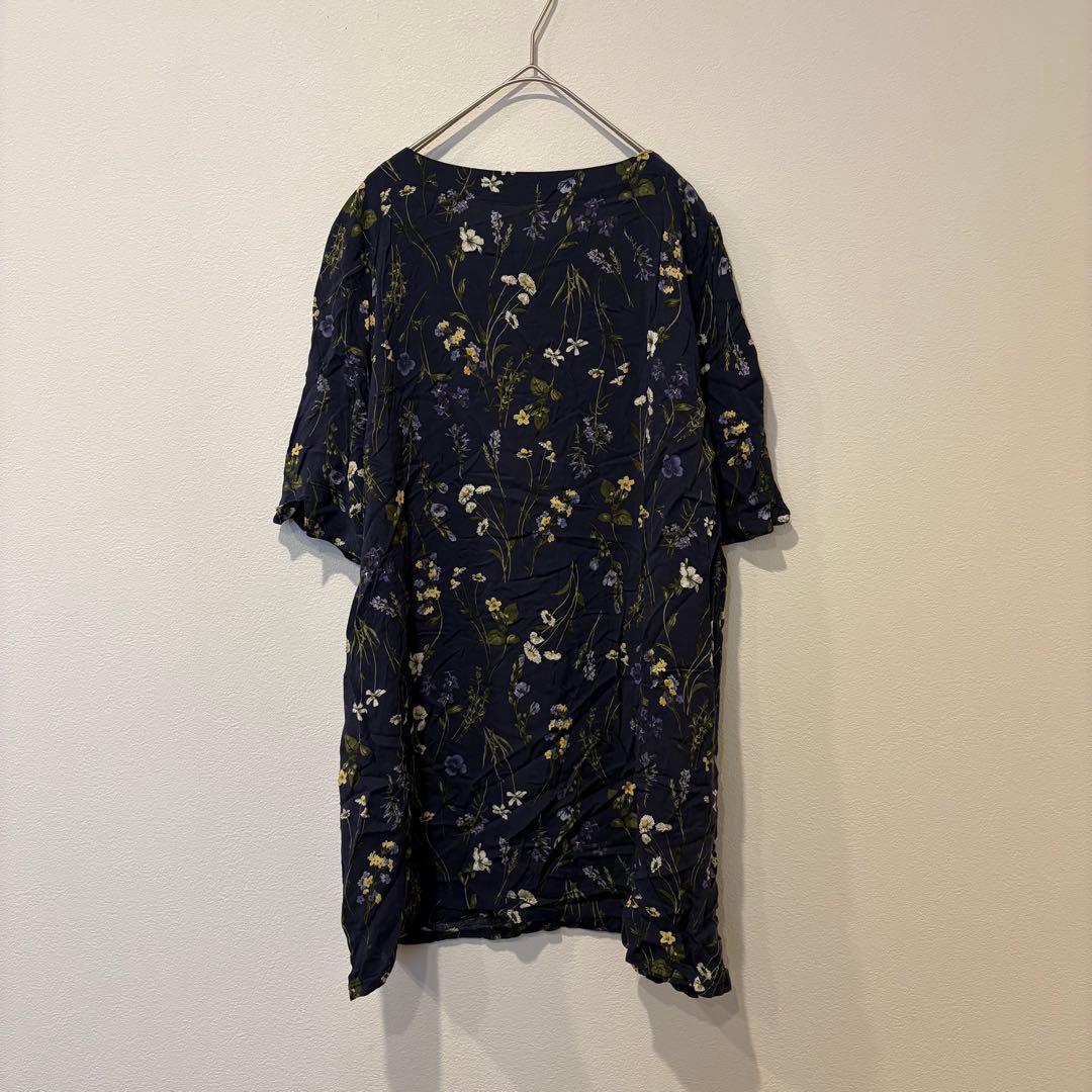 エスフレーム 花柄 チュニック ブラウス 七分袖　ネイビー 紺色　M かわいい 7