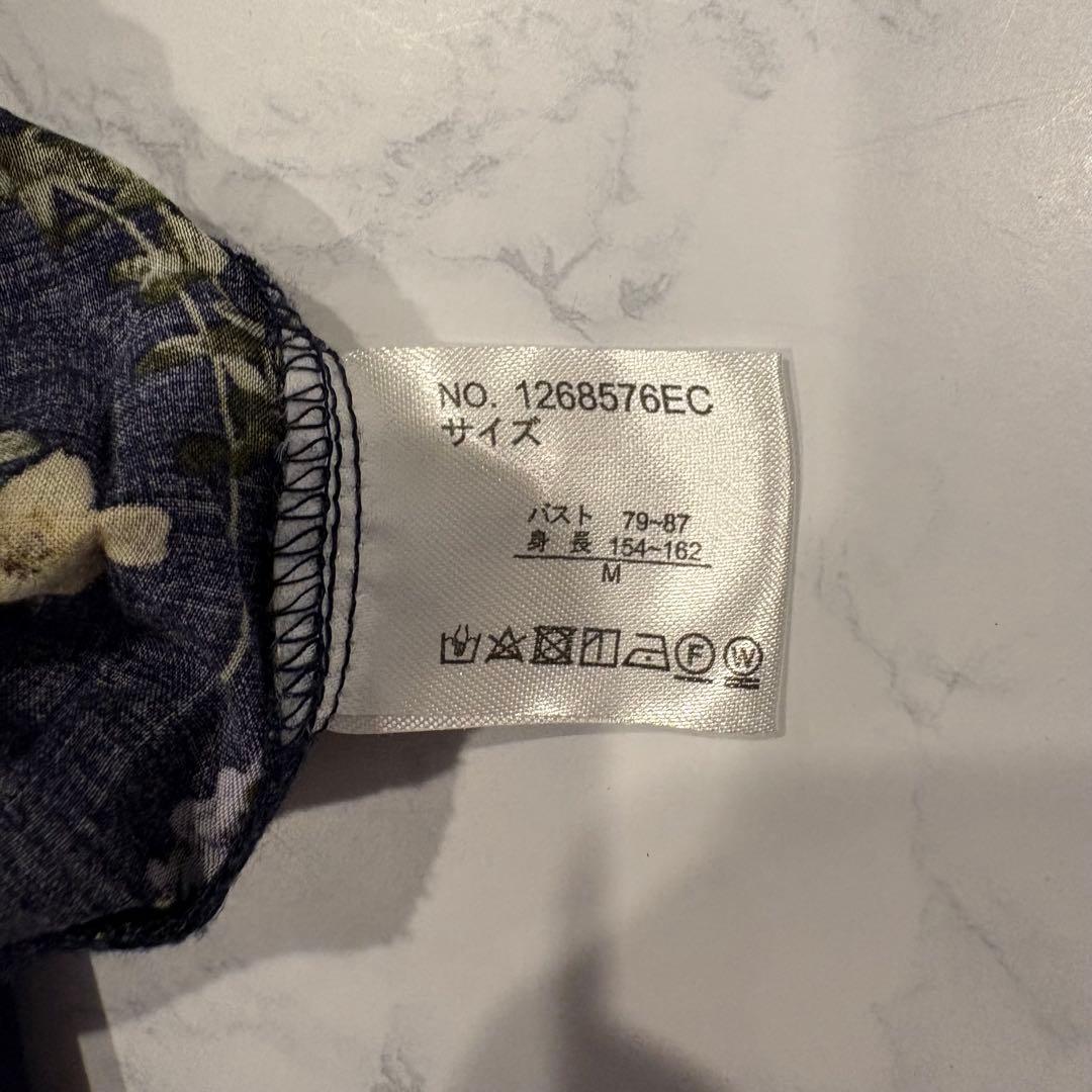 エスフレーム 花柄 チュニック ブラウス 七分袖　ネイビー 紺色　M かわいい 9