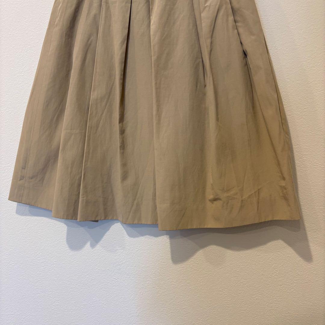 マカフィー フレアスカート ひざ丈 タック　ベージュ 日本製 34 S ブラウン 3
