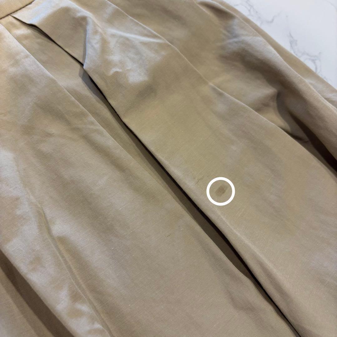 マカフィー フレアスカート ひざ丈 タック　ベージュ 日本製 34 S ブラウン 6