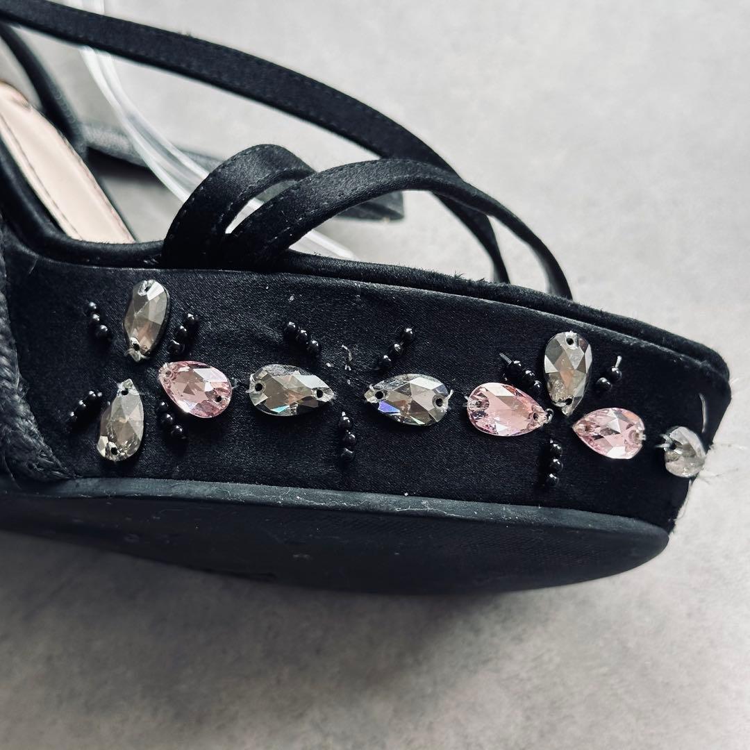 Louis Vuitton ビジュー ストラップ ウェッジソール サンダル 黒 13