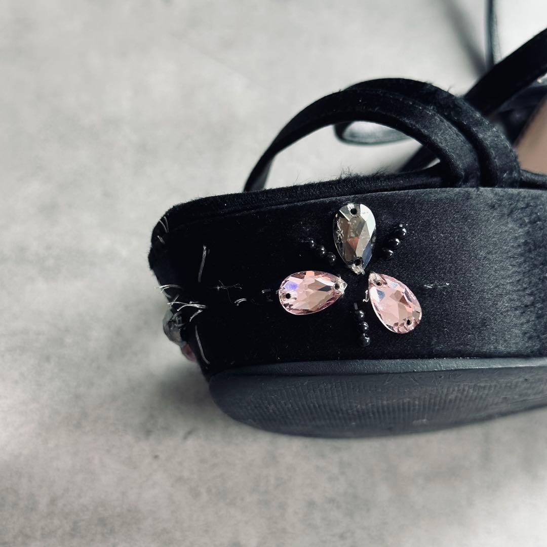 Louis Vuitton ビジュー ストラップ ウェッジソール サンダル 黒 14