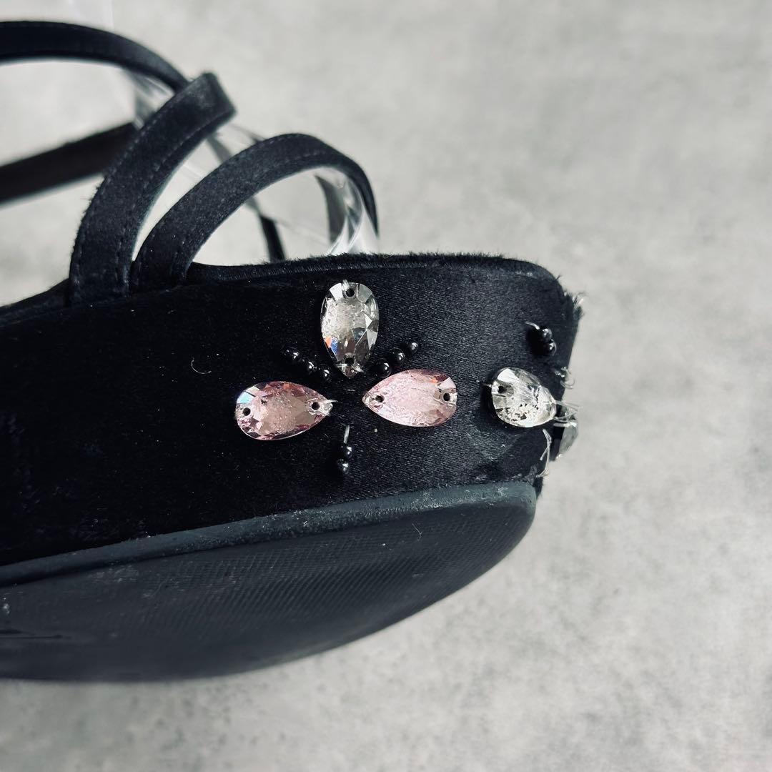 Louis Vuitton ビジュー ストラップ ウェッジソール サンダル 黒 15