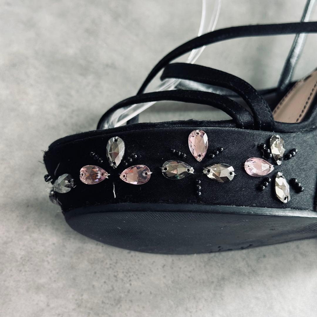 Louis Vuitton ビジュー ストラップ ウェッジソール サンダル 黒 16