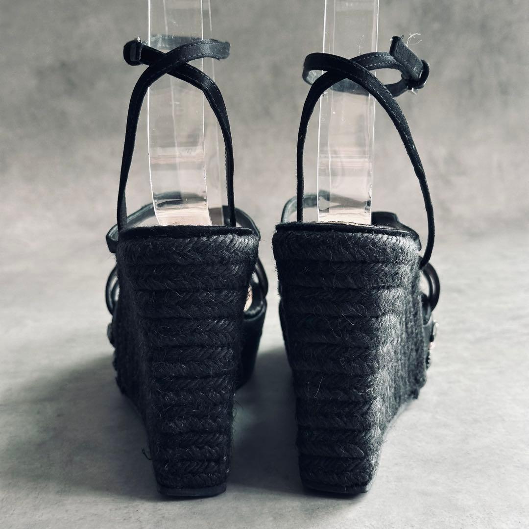 Louis Vuitton ビジュー ストラップ ウェッジソール サンダル 黒 7