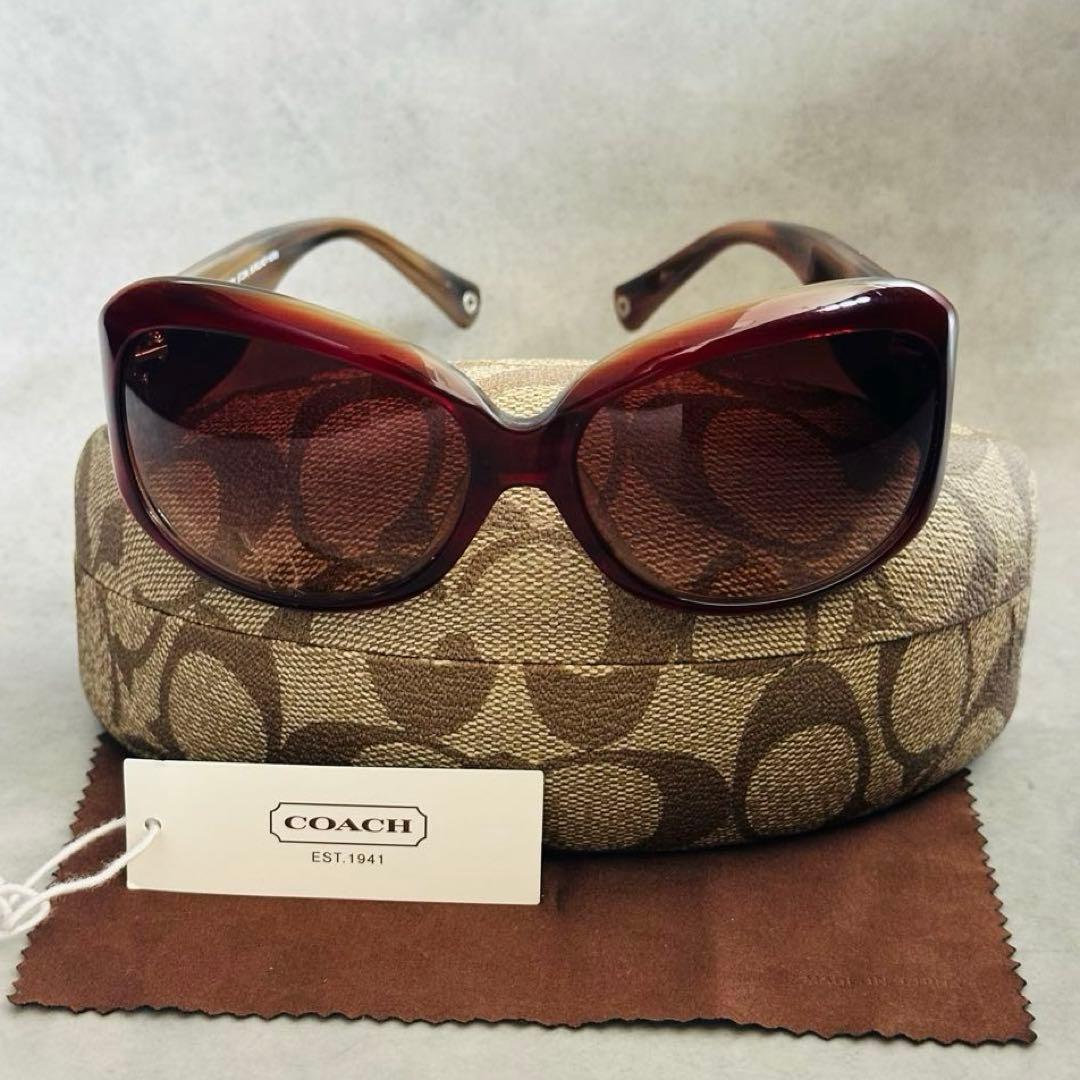 Y2K COACH BRANDY ロゴ刻印 サングラス　バーガンディ