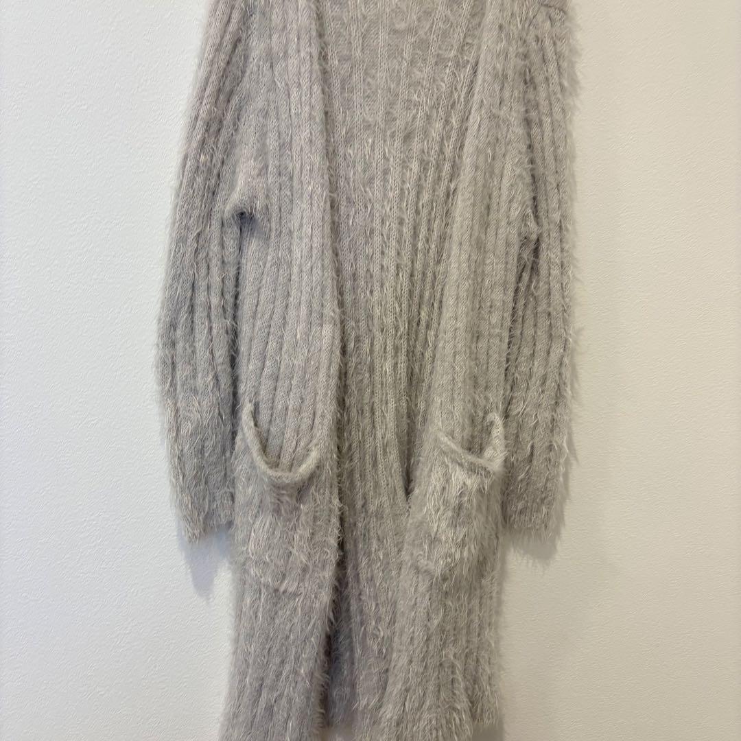 チップクリップ ロングカーディガン シャギー ニット グレー M ふわふわ 羽織 3