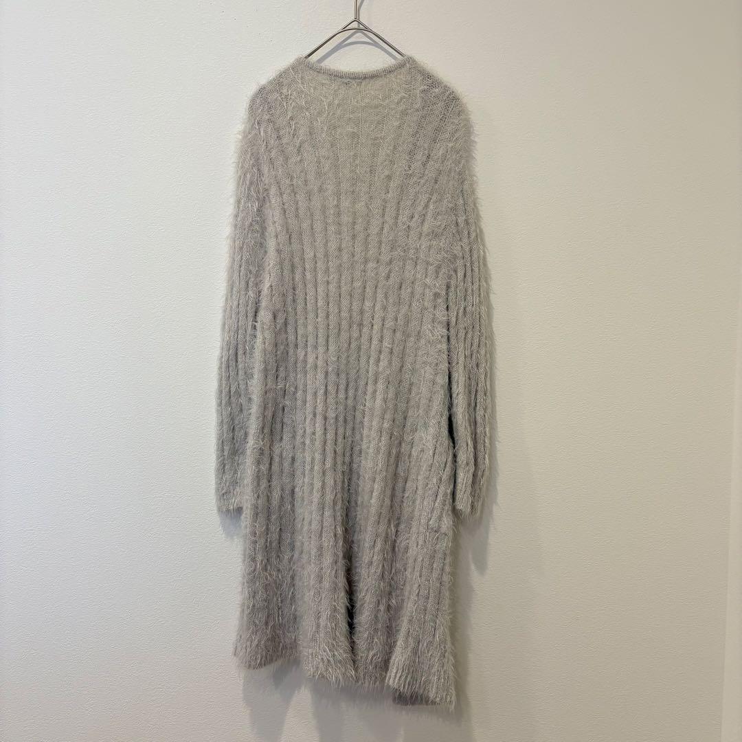 チップクリップ ロングカーディガン シャギー ニット グレー M ふわふわ 羽織 5