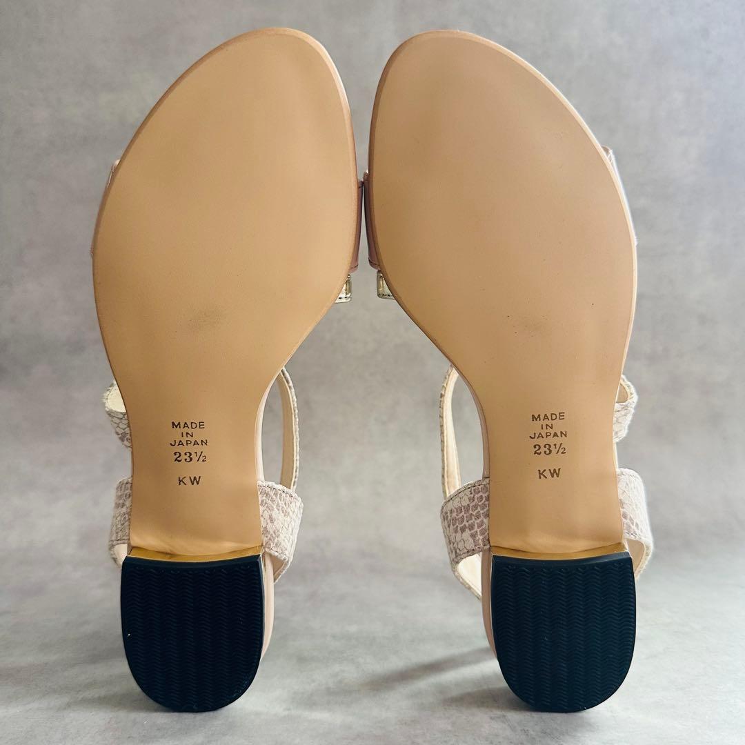 未使用✨DIANA ゴールド＆パイソン　クロスストラップ　フラットサンダル 10