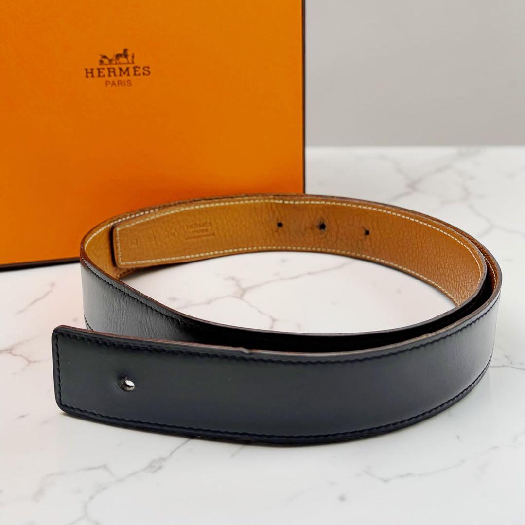 ⭐️良品⭐️ エルメス レザー ベルト 80 ブラック リバーシブル
