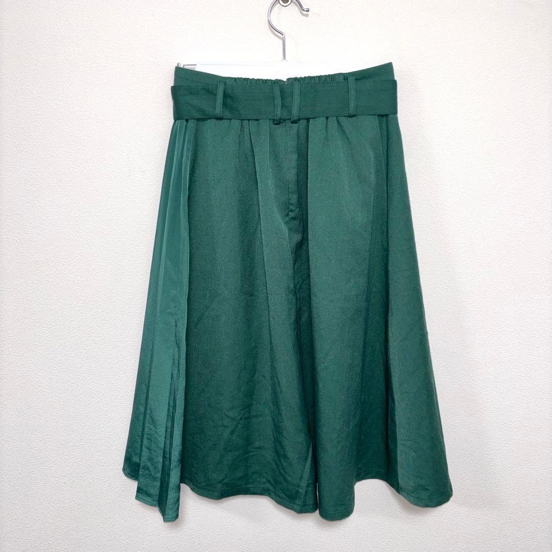 INGNI インググリーン プリーツシフォンフレアスカート M膝丈d736 12