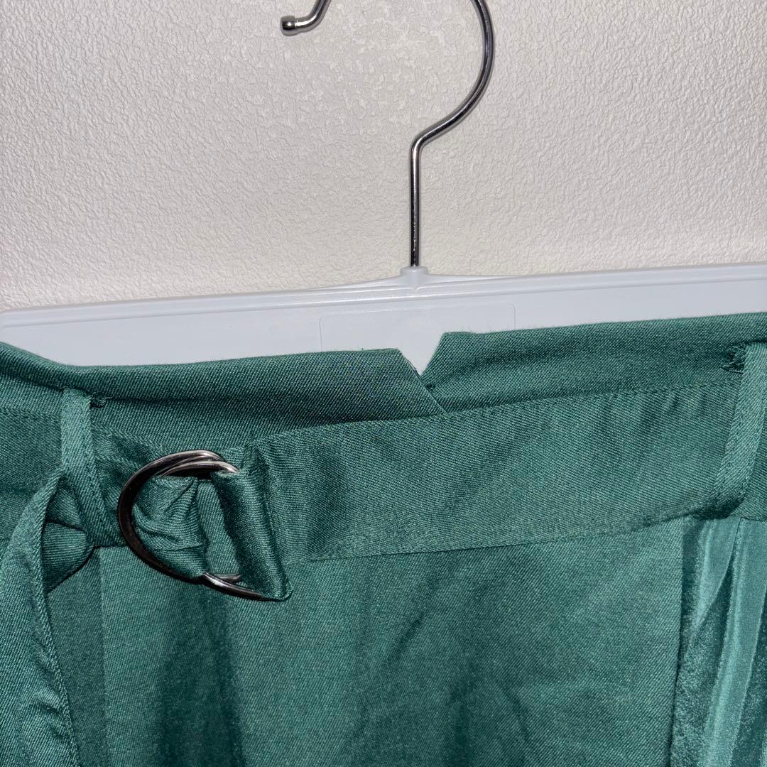 INGNI インググリーン プリーツシフォンフレアスカート M膝丈d736 3