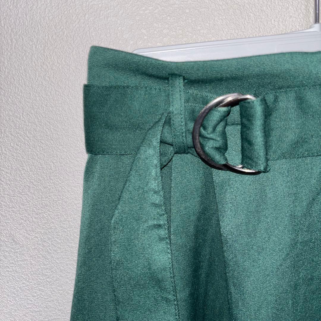 INGNI インググリーン プリーツシフォンフレアスカート M膝丈d736 4