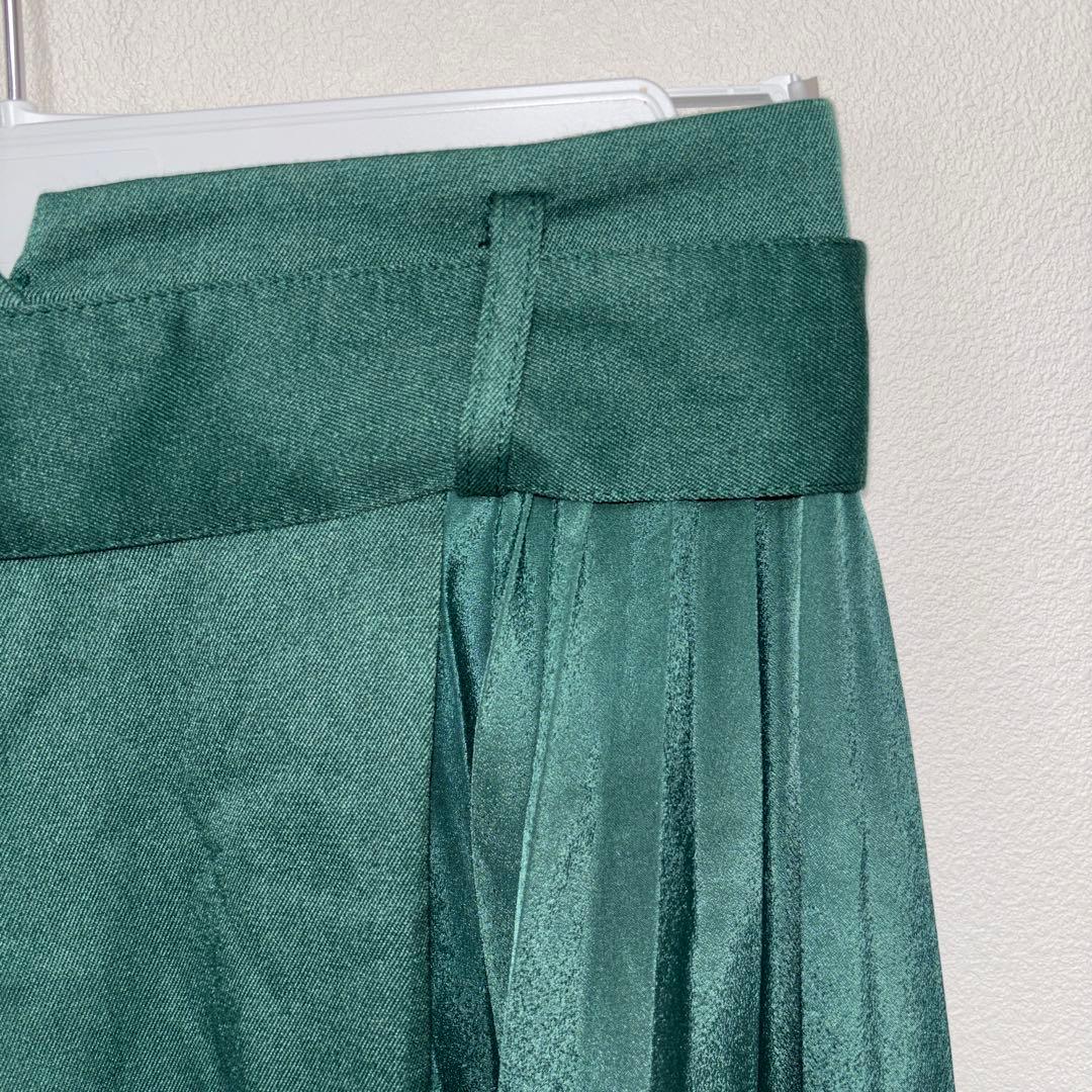 INGNI インググリーン プリーツシフォンフレアスカート M膝丈d736 7