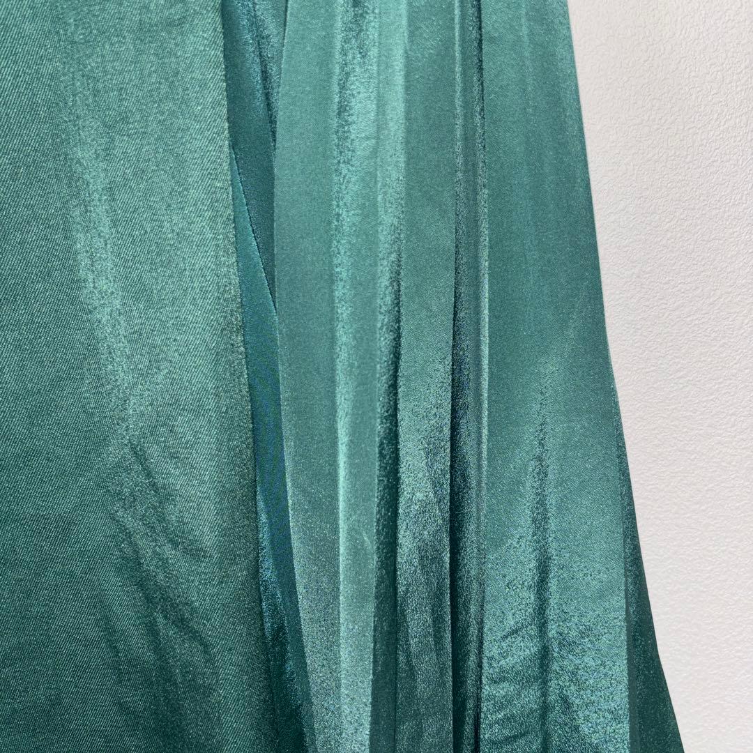 INGNI インググリーン プリーツシフォンフレアスカート M膝丈d736 8