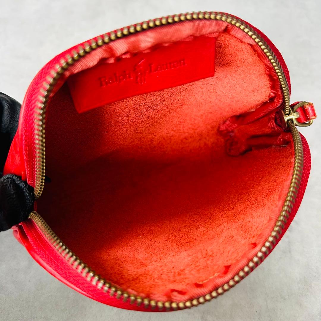 希少✨Ralph Lauren ヴィンテージ ハーフムーン レザーポーチ　赤 11
