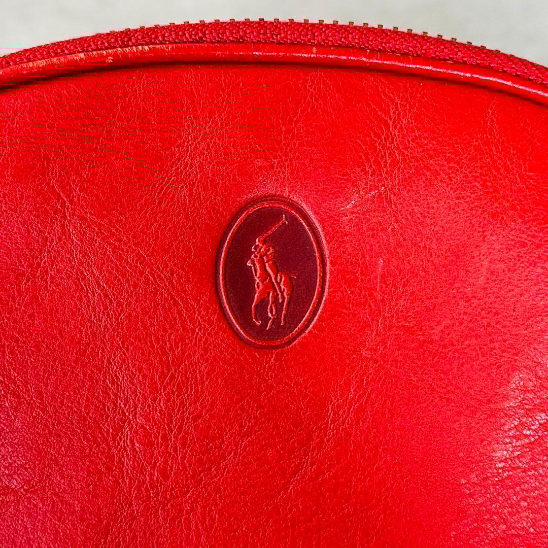 希少✨Ralph Lauren ヴィンテージ ハーフムーン レザーポーチ　赤 13