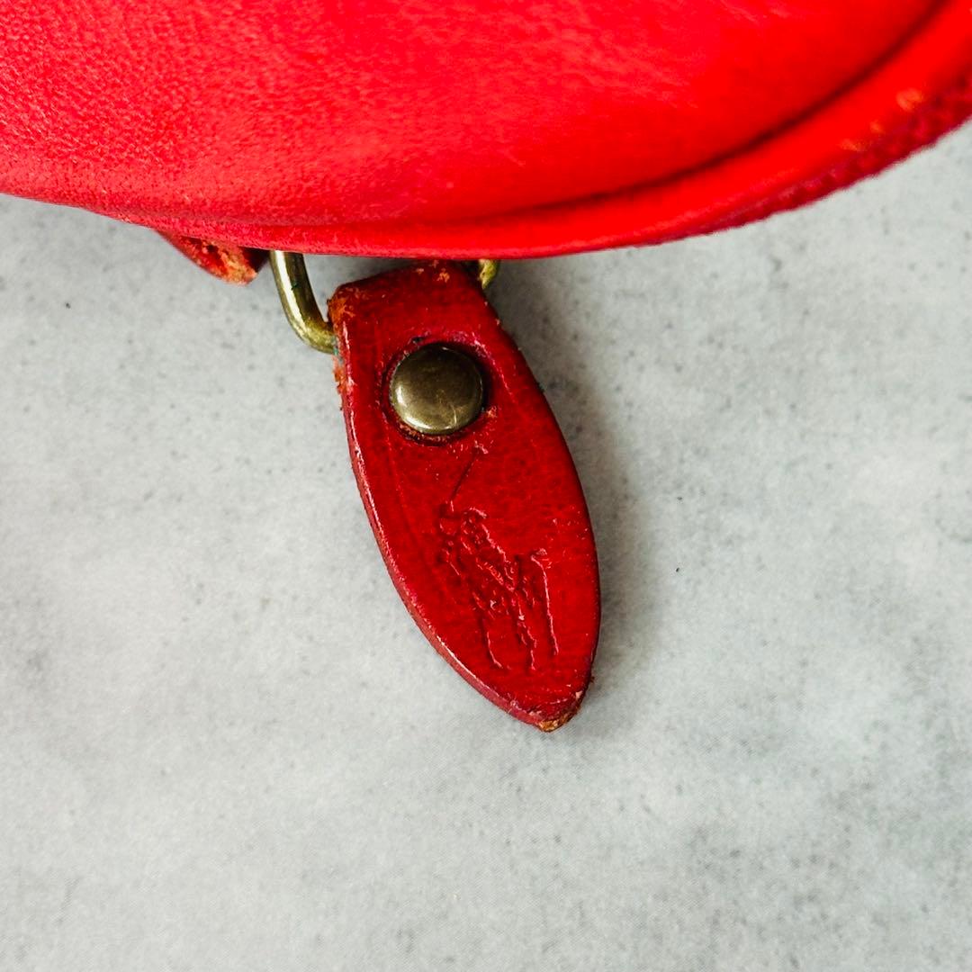 希少✨Ralph Lauren ヴィンテージ ハーフムーン レザーポーチ　赤 14