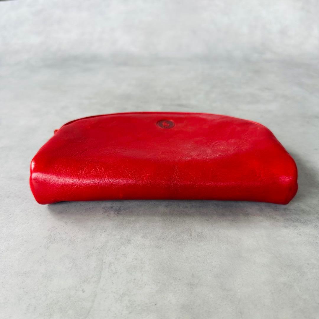 希少✨Ralph Lauren ヴィンテージ ハーフムーン レザーポーチ　赤 5
