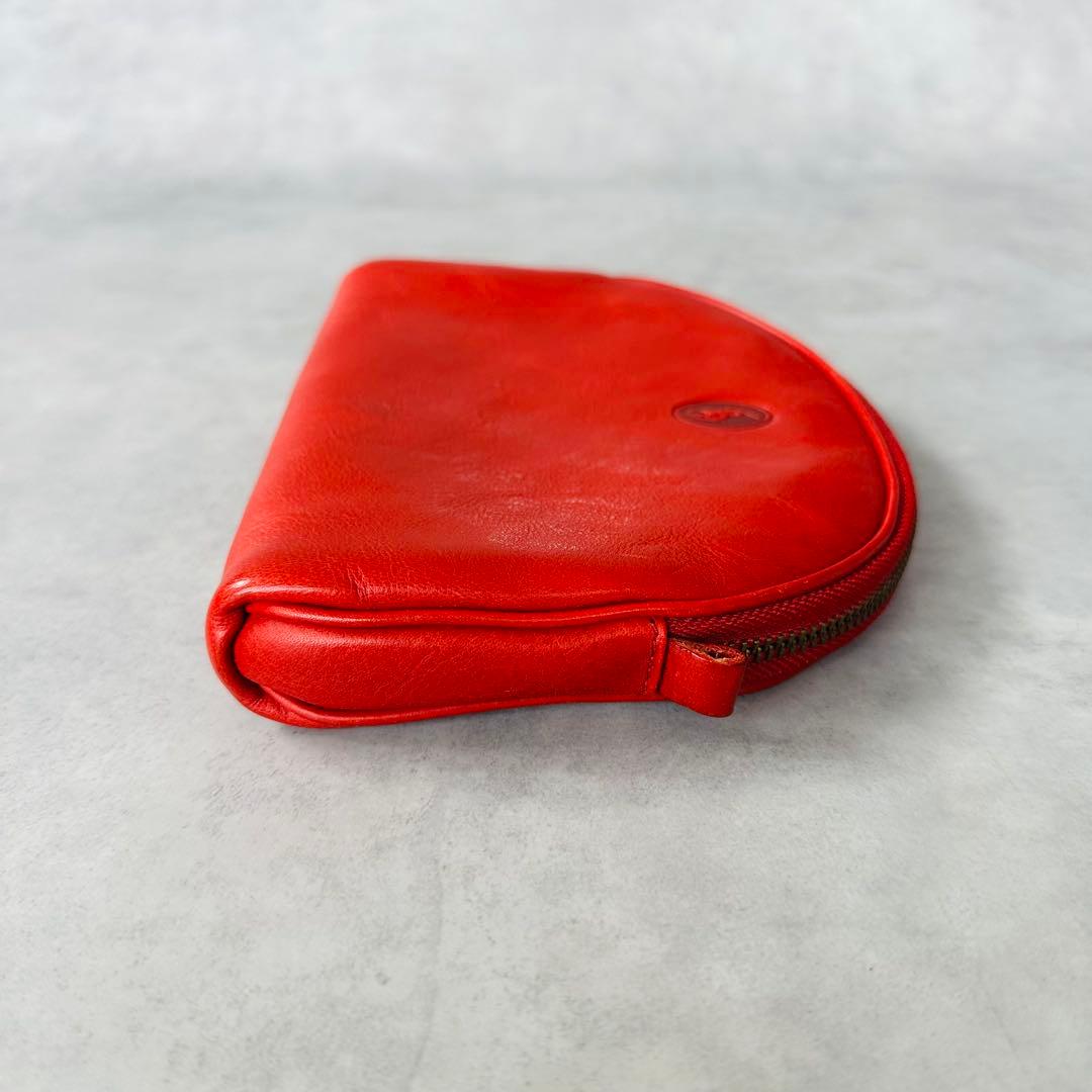 希少✨Ralph Lauren ヴィンテージ ハーフムーン レザーポーチ　赤 8