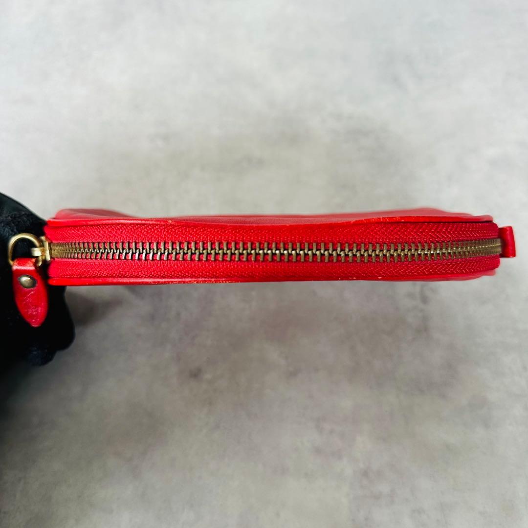 希少✨Ralph Lauren ヴィンテージ ハーフムーン レザーポーチ　赤 9