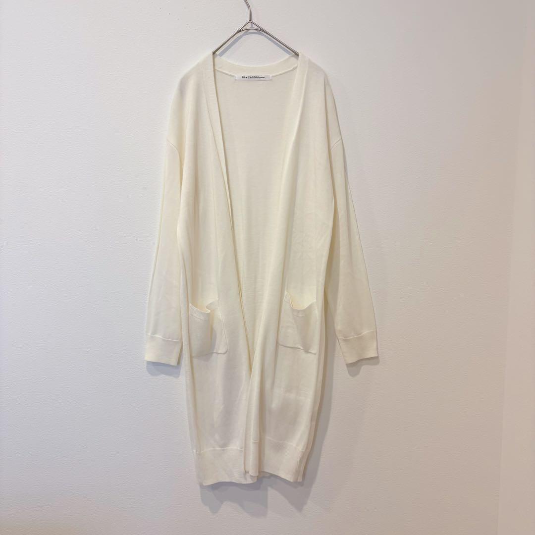 RAYCASSIN FAVORI ロングカーディガン 無地 白　アイボリー