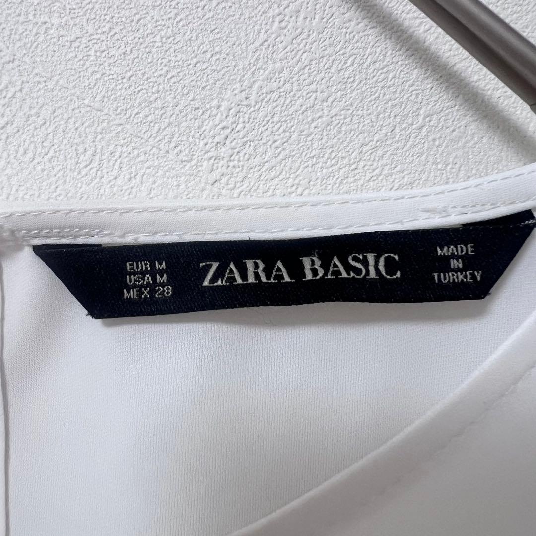 ZARA BASIC 長袖ブラウス シンプル 白 ホワイト　M 上品　トップス 3