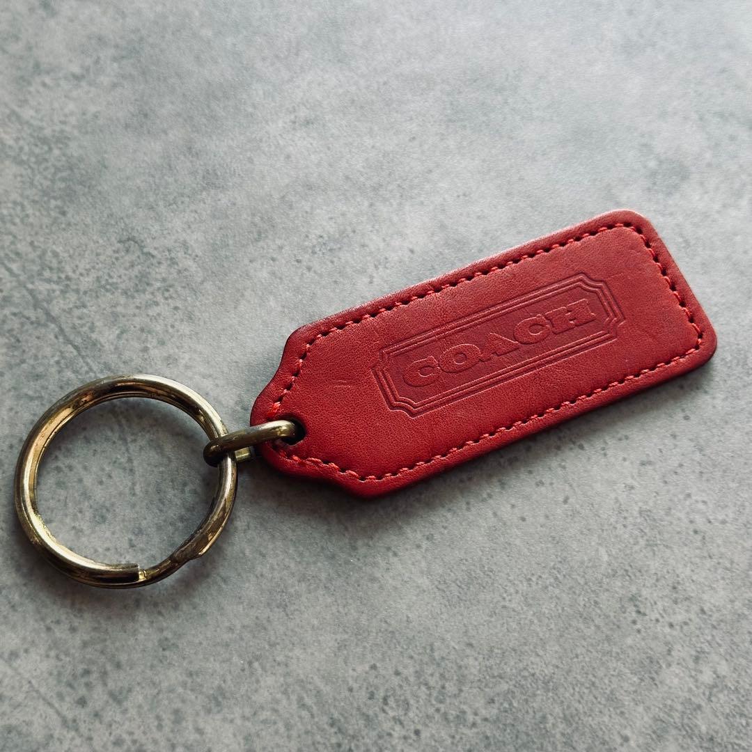 OLD COACH leather Key ring hangtag charm