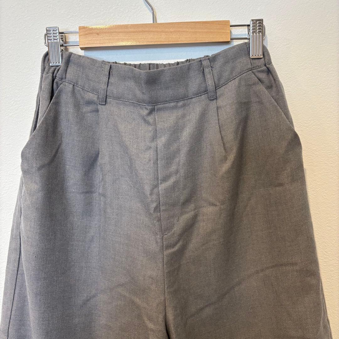コルザ ワイドパンツ タック　グレー 灰色　Mサイズ　ゆったり　ウエストゴム 2