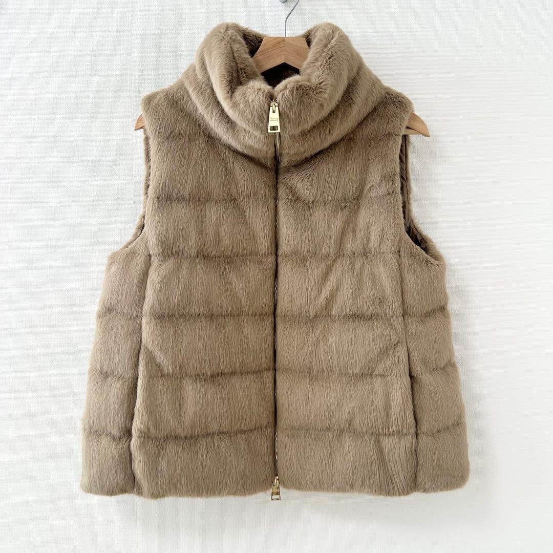 美品✨HERNO ヘルノ　エコファーダウンベスト　ベージュ　42