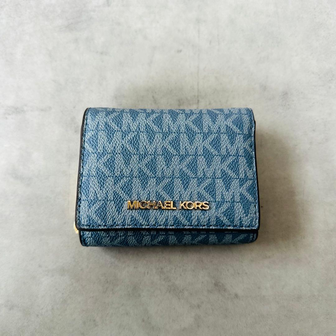 MICHAEL KORS JET SET TRAVEL 三つ折り財布 青系