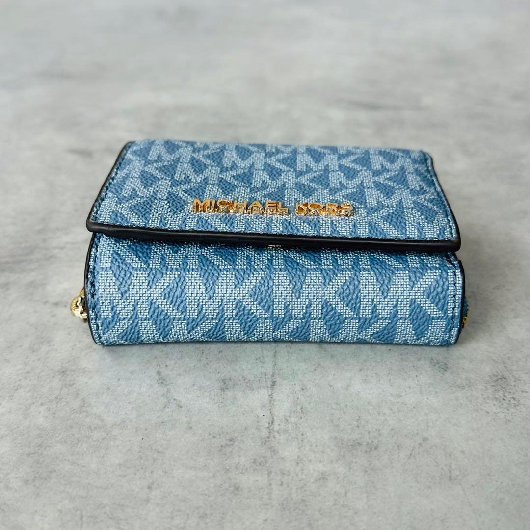 MICHAEL KORS JET SET TRAVEL 三つ折り財布 青系 5