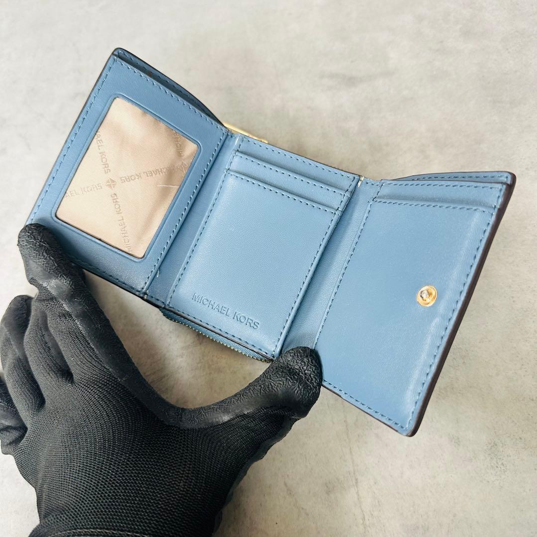 MICHAEL KORS JET SET TRAVEL 三つ折り財布 青系 8