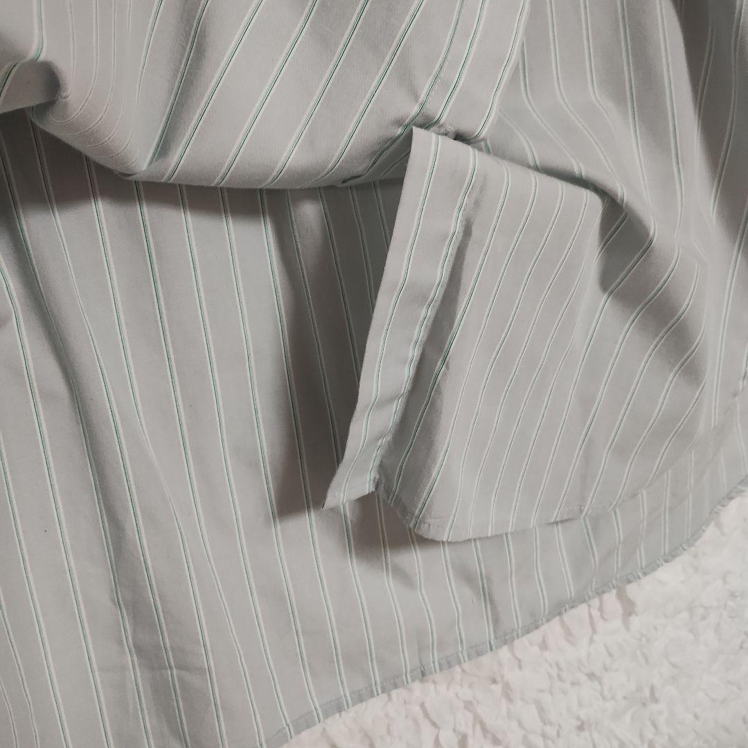 ルノンキュール ストライプ長袖シャツ グレー水色 シャーリング裾 オーバーサイズ 4