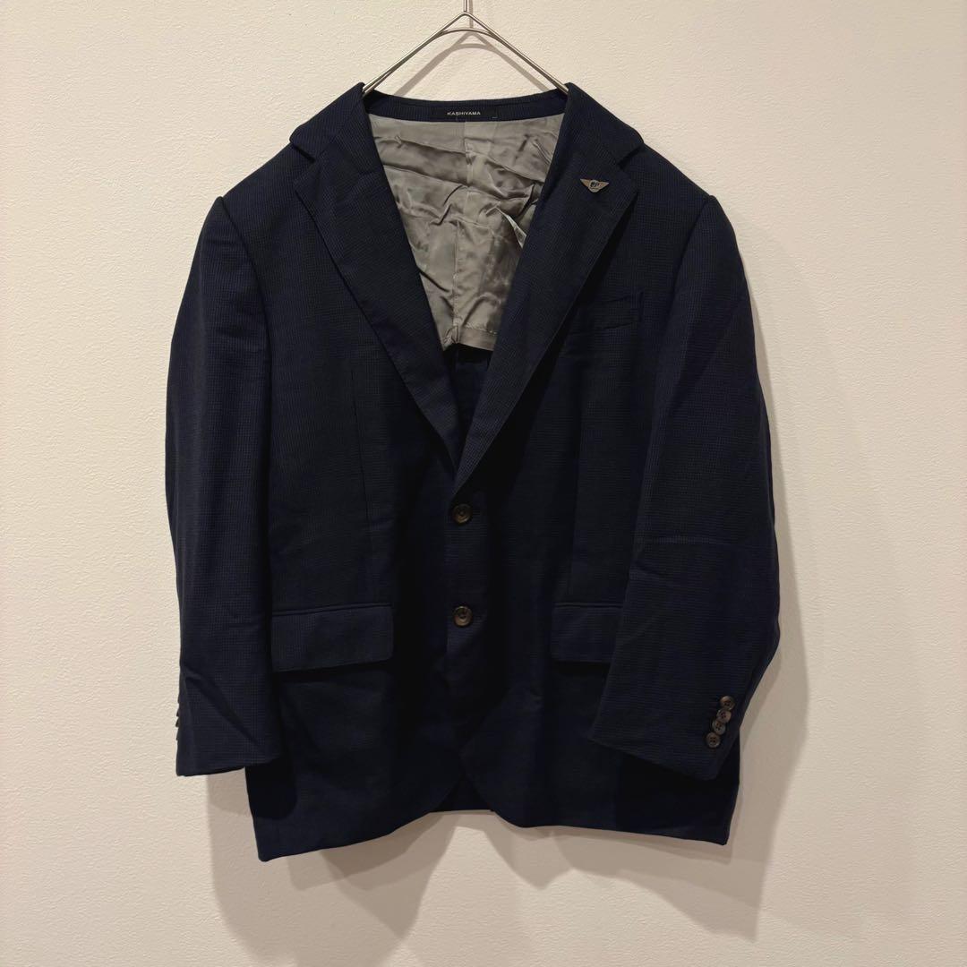 カシヤマ テーラードジャケット スーツ ネイビー メンズ L ビジネス