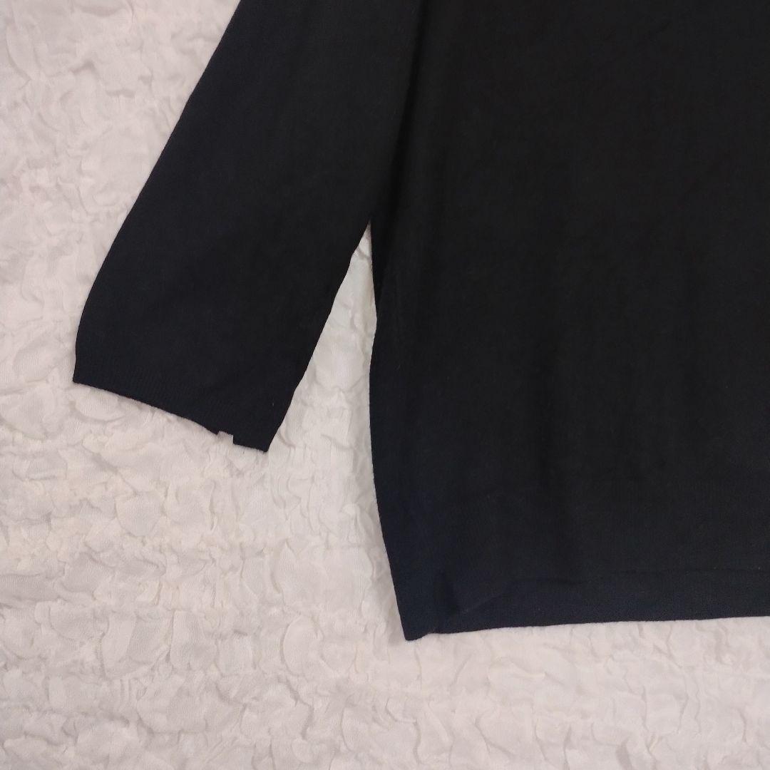 ザラニット ZARA ブラック クルーネック 五分袖ニット M サイドスリット 2