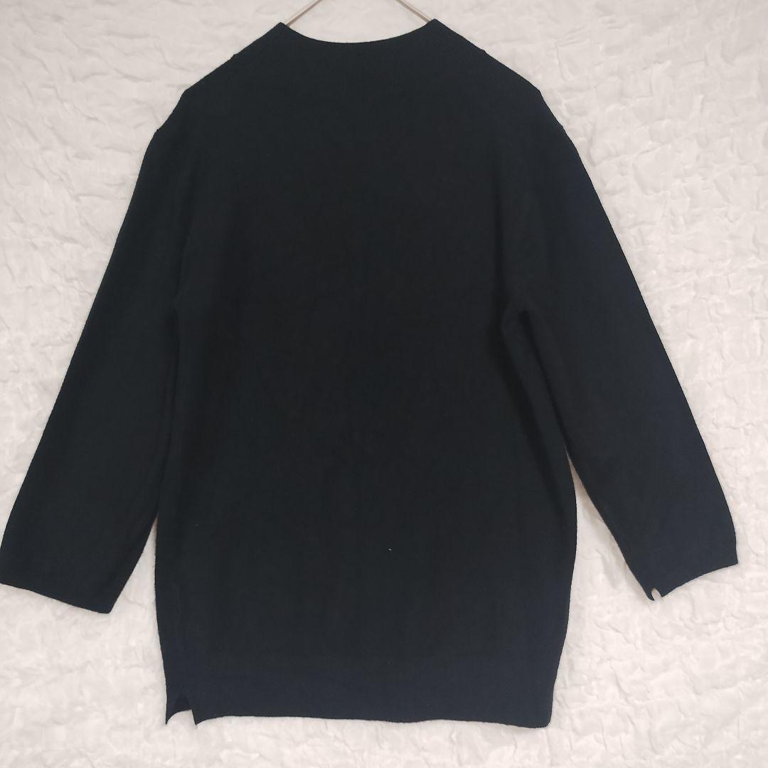 ザラニット ZARA ブラック クルーネック 五分袖ニット M サイドスリット 4