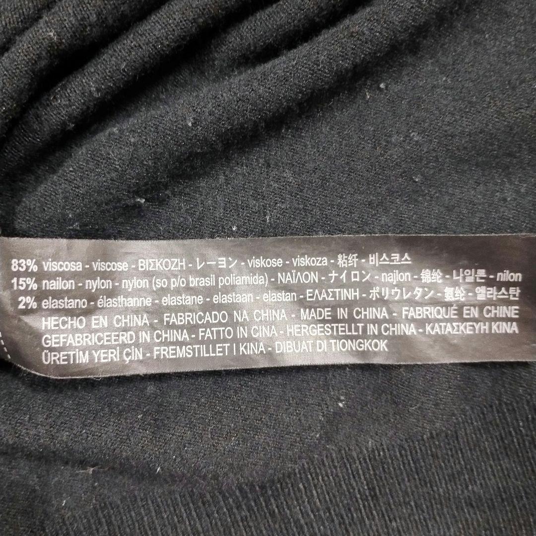 ザラニット ZARA ブラック クルーネック 五分袖ニット M サイドスリット 6