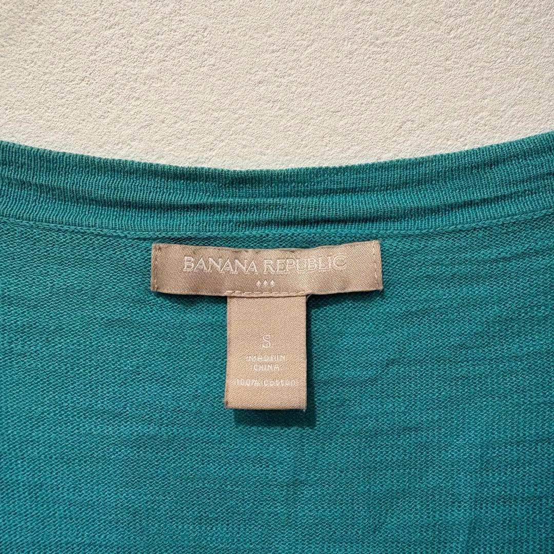 バナナリパブリック カーディガン 七分袖 薄手 グリーン 羽織り シンプル S 3