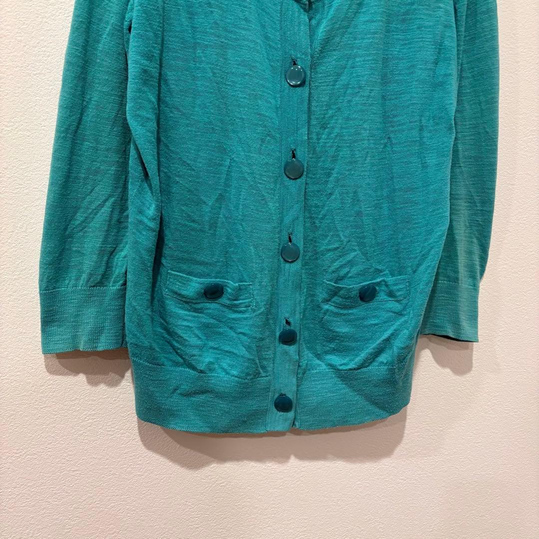 バナナリパブリック カーディガン 七分袖 薄手 グリーン 羽織り シンプル S 4