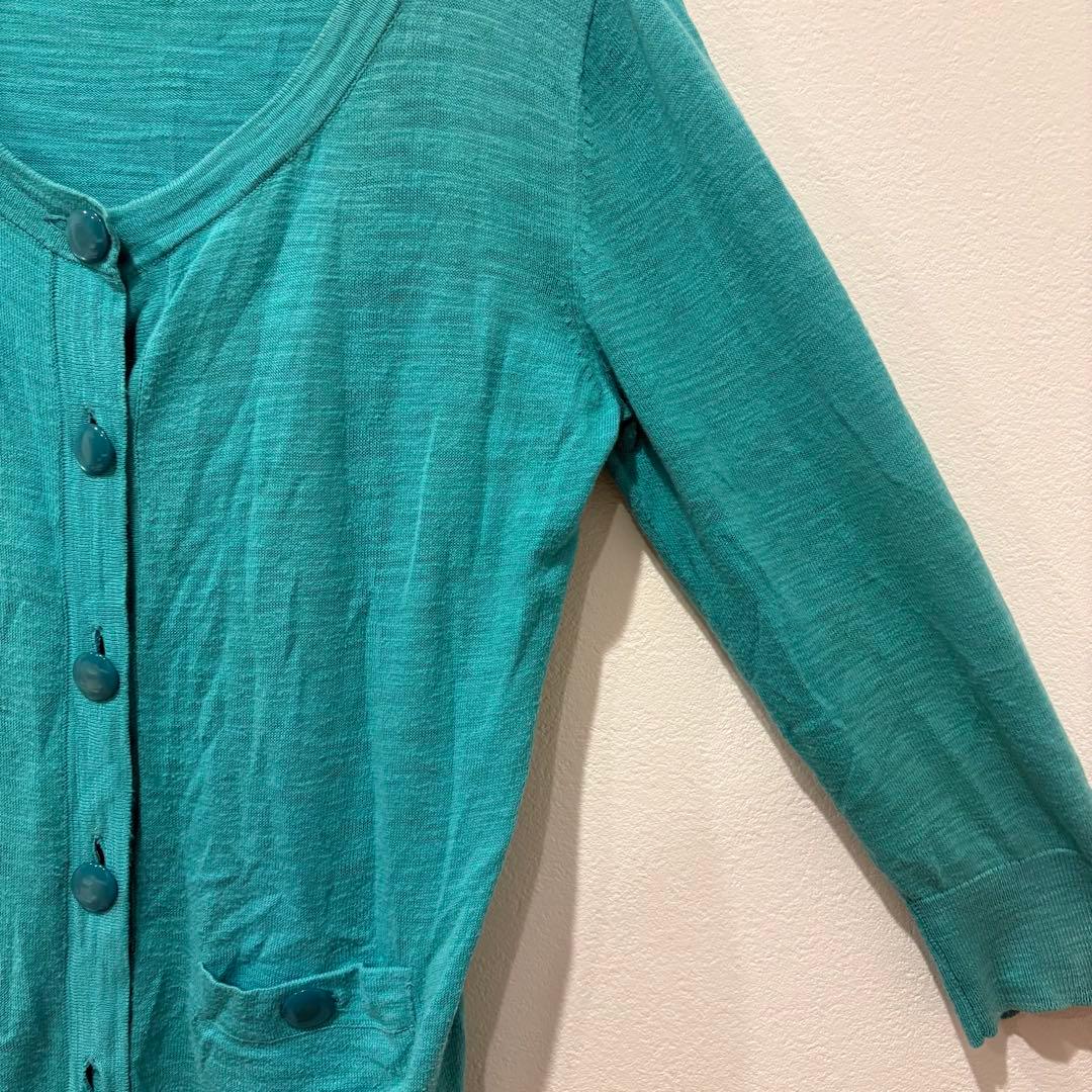 バナナリパブリック カーディガン 七分袖 薄手 グリーン 羽織り シンプル S 5